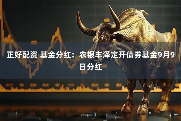 正好配资 基金分红：农银丰泽定开债券基金9月9日分红